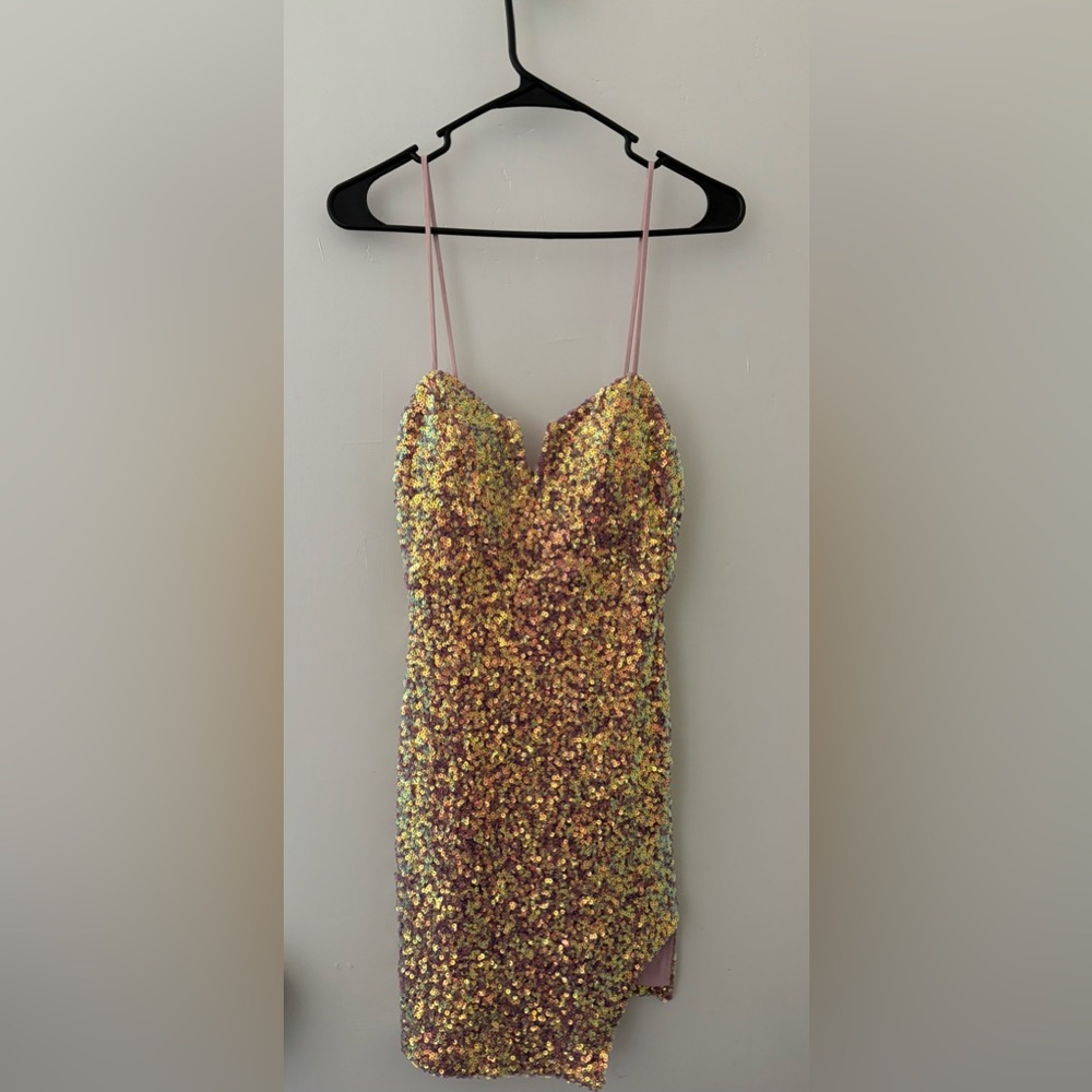 Next Gold and Purple Sequin Mini Dress
